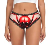 CNTDBU Slip hipster da donna con grazioso ragno rosso in pizzo nero, mutandine morbide elasticizzate a vita bassa, slip hipster traspiranti senza cuciture per l'uso quotidiano, Nero , XXL