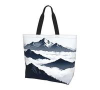 CNTDBU Snow Mountain Peak - Borsa larga da donna, leggera, impermeabile, riutilizzabile, con tasca interna, per lavoro e viaggi