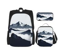 CNTDBU Snow Mountain Peak - Set 3 in 1 borsa da viaggio per pendolari, borsa termica per il pranzo da lavoro, con custodia per laptop