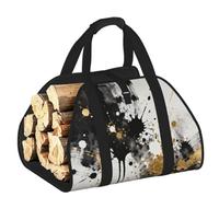 CNTDBU Splashed Ink Art - Borsa per legna da ardere in tela resistente, impermeabile, con manici imbottiti