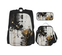 CNTDBU Splashed Ink Art Zaino Borsa per il pranzo Set 3 in 1 Borsa da viaggio per pendolari, Borsa termica per il pranzo per lavoro con custodia per laptop