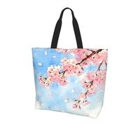 CNTDBU Spring Cherry Bloom - Borsa larga da donna, leggera, impermeabile, riutilizzabile, con tasca interna, per lavoro e viaggi