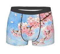 CNTDBU Spring Cherry Bloom - Boxer da uomo con tasca profilata, biancheria intima morbida elasticizzata traspirante, senza etichetta in vita, traspirante, Nero , L