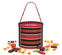 CNTDBU Strisce geometriche Halloween Storage Bag-Round borsa per il partito | Tessuto twill leggero riutilizzabile contiene bomboniere essenziali per uso festa