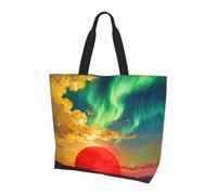 CNTDBU Sun Cloud Aurora - Borsa larga da donna, leggera, impermeabile, riutilizzabile, con tasca interna, per lavoro e viaggi
