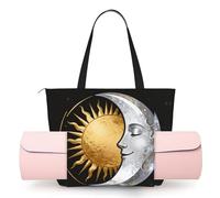 CNTDBU Sun Moon Face - Borsa da yoga da donna, grande borsa da palestra con supporto per tappetino da yoga, borsa a tracolla leggera per allenamento, viaggi, spiaggia
