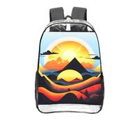 CNTDBU Sunrise Mountain - Zaino trasparente da 40,6 cm, in PVC, con stampa su tutta la superficie, tasca frontale leggera da viaggio, unisex