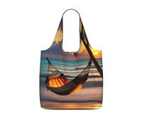 CNTDBU Sunset amaca da spiaggia ripiegabile borsa per la spesa, leggera, riutilizzabile, borsa pieghevole per generi alimentari, zaino da viaggio con coulisse per lavoro palestra