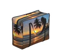 CNTDBU Sunset Beach - Borsa per la spesa resistente, impermeabile, riutilizzabile, con cerniera, pieghevole, per viaggi e picnic