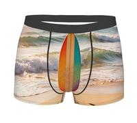 CNTDBU Surfboard Wave Beach - Boxer da uomo con custodia profilata, biancheria intima morbida elasticizzata traspirante, senza etichetta in vita traspirante, Nero , M