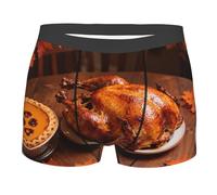 CNTDBU Thanksgiving Turkey Pie - Boxer da uomo con custodia profilata, biancheria intima morbida elasticizzata traspirante, senza etichetta in vita, traspirante, Nero , L