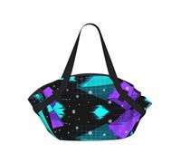 CNTDBU The Art of Glitching - Coperta da picnic 2 in 1, pieghevole, impermeabile, tappetino rotondo per spiaggia, parco, borsa da campeggio portatile con tasche portaoggetti per avventure all'aperto