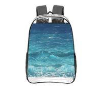 CNTDBU The deep blue sea Clear Backpack 16 Inch-Transparent PVC Stadium Approvato Bag, Personalizzato All-Over Stampa Frontale Pocket, Leggero Viaggio Daypack Unisex
