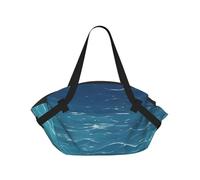 CNTDBU The Deep Blue Sea - Coperta da picnic 2 in 1, pieghevole, impermeabile, tappetino rotondo per spiaggia, parco, borsa da campeggio portatile con tasche portaoggetti per avventure all'aperto