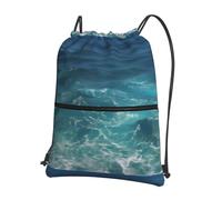 CNTDBU The Deep Ocean, zaino con coulisse e cerniera, impermeabile, leggero, per palestra, sport, viaggi, escursioni