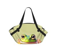 CNTDBU The funny Frog doing yoga 2-in-1 coperta da picnic borsa pieghevole impermeabile tappetino rotondo per spiaggia parco, borsa portatile da campeggio con tasche portaoggetti per avventure