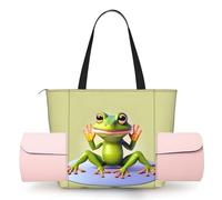 CNTDBU The Funny Frog Doing Yoga - Borsa da yoga da donna, grande borsa da palestra con supporto per tappetino da yoga, borsa a tracolla leggera per allenamento, viaggi, spiaggia
