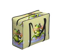 CNTDBU The Funny Frog Doing Yoga Heavy Duty Shopping Tote Bag - Impermeabile Riutilizzabile Borsa della spesa con cerniera, Borsa pieghevole per Viaggi Picnic