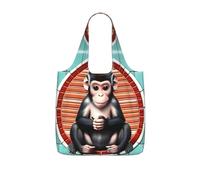 CNTDBU The Silent Monkey - Borsa per la spesa, leggera, riutilizzabile, pieghevole, da 25 l, con coulisse, per lavoro e palestra