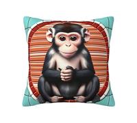 CNTDBU The Silent Monkey - Federa per cuscino in peluche double-face, morbida, accogliente, quadrata, con cerniera nascosta, decorativa, per letto, divano, auto