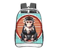 CNTDBU The silent monkey - Zaino trasparente da 40,6 cm, in PVC, approvato dallo stadio, tasca frontale con stampa su tutta la superficie, zaino da viaggio leggero unisex