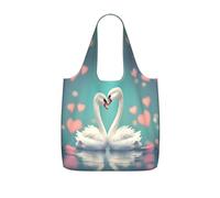 CNTDBU The Swan in Love, borsa per la spesa, leggera, riutilizzabile, pieghevole, per generi alimentari, zaino da viaggio con coulisse, per lavoro e palestra
