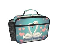 CNTDBU The Swan in Love - Borsa termica per il pranzo, per uomini e donne, borsa termica per lavoro, ufficio, a prova di perdite, con tasca in rete per alimenti