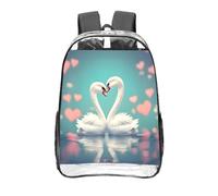 CNTDBU The swan in love - Zaino trasparente da 40,6 cm, in PVC, approvato dallo stadio, tasca frontale con stampa all-over, leggero zaino da viaggio unisex