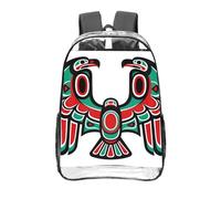 CNTDBU Thunderbird - Zaino trasparente da 40,6 cm, in PVC, approvato dallo stadio, tasca frontale con stampa all-over, leggero zaino da viaggio unisex