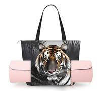 CNTDBU Tiger At Rest - Borsa da yoga da donna, grande borsa da palestra con supporto per tappetino da yoga, borsa a tracolla leggera per allenamento, viaggi, spiaggia