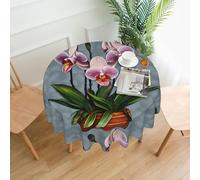 CNTDBU Tovaglia rotonda impermeabile con orchidee in fiore, lavabile, resistente alle pieghe, per cene e feste