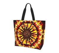 CNTDBU Turning the flame - Borsa larga da donna, leggera, impermeabile, riutilizzabile, con tasca interna, per lavoro e viaggi