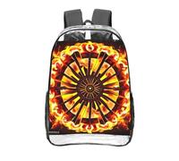 CNTDBU Turning the flame Zaino trasparente da 16 pollici in PVC trasparente approvato dallo stadio, tasca frontale con stampa all-over, zaino da viaggio leggero unisex