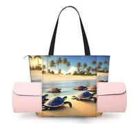 CNTDBU Turtles On The Beach - Borsa da yoga da donna, grande borsa da palestra con supporto per tappetino da yoga, borsa a tracolla leggera per allenamento, viaggi, spiaggia