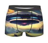 CNTDBU UFO Landing - Boxer da uomo con custodia sagomata, morbidi, elasticizzati, traspiranti, senza etichetta in vita, Nero , S