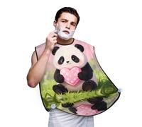 CNTDBU Valentine Panda - Bavaglino da barba da uomo, con cuori, per tagliare la barba, impermeabile, con ventose