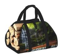 CNTDBU Waterfall View - Borsa per legna da ardere, in tela resistente, impermeabile, con manici imbottiti