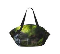 CNTDBU Waterfall View - Coperta da picnic 2 in 1, pieghevole, impermeabile, tappetino rotondo per spiaggia, parco, borsa da campeggio portatile con tasche portaoggetti per avventure all'aperto