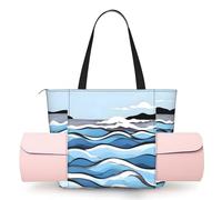 CNTDBU Waves Lapping At The Rocks, borsa da yoga da donna, grande borsa da palestra con supporto per tappetino da yoga, borsa a tracolla leggera per allenamento, viaggi, spiaggia