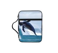 CNTDBU Whales At Sea - Borsa a secchiello con manici, organizer impermeabile per viaggi in chiesa, portapenne, tasca per tablet, diario