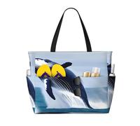 CNTDBU Whales at sea - Borsa da viaggio da spiaggia di grande capacità, impermeabile, con 7 tasche, borsa oversize per palestra e campeggio, leggera e pieghevole