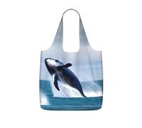 CNTDBU Whales at sea - Borsa per la spesa, leggera, riutilizzabile, pieghevole, per generi alimentari, zaino da viaggio con coulisse, per lavoro e palestra