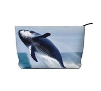 CNTDBU Whales at sea - Trousse in velluto a coste con cerniera, astuccio per cosmetici, per viaggi, articoli da toeletta e uso quotidiano