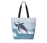 CNTDBU Whales at sea Tyvek - Borsa per la spesa riutilizzabile, leggera, pieghevole, in carta, impermeabile, resistente, ecologica, per shopping, lavoro, viaggi