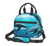 CNTDBU Whales Under the sea Borsa termica per il pranzo per il lavoro, borsa termica per alimenti con tracolla regolabile, dispositivo di raffreddamento a tenuta stagna per l'uso quotidiano