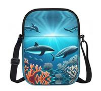 CNTDBU Whales under the sea Piccola borsa a tracolla - Borsa leggera con cerniera da donna, borsa a tracolla casual impermeabile per portafoglio da viaggio