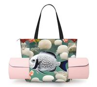 CNTDBU White Tropical Fish - Borsa da yoga da donna, grande borsa da palestra con supporto per tappetino da yoga, borsa a tracolla leggera per allenamento, viaggi, spiaggia