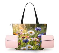 CNTDBU Wild Flower Meadow - Borsa da yoga da donna, grande borsa da palestra con supporto per tappetino da yoga, borsa a tracolla leggera per allenamento, viaggi, spiaggia