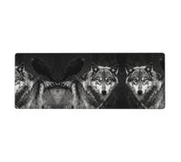 CNTDBU Wolf Raven - Coppia di tappetini da scrivania extra large da 20 x 80 cm, antiscivolo, con bordo cucito, tappetino per tastiera impermeabile per ufficio