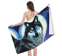 CNTDBU wolf under moon, asciugamano da bagno in microfibra, super assorbente, ad asciugatura rapida, telo da spiaggia e piscina, morbido e leggero, coperta da viaggio per campeggio e palestra, stampa
